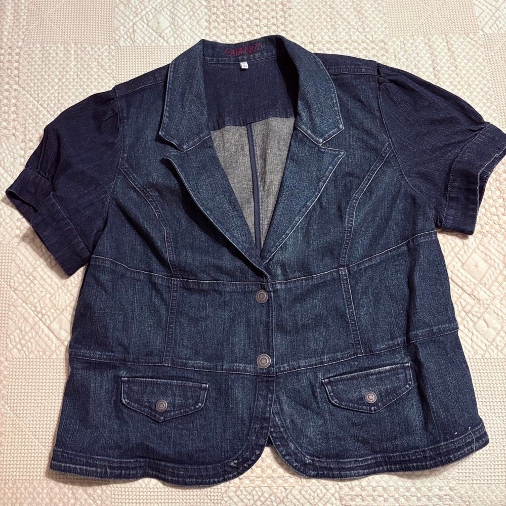 Y2K Gitano Dark Washed denim short blazer capped sleeves